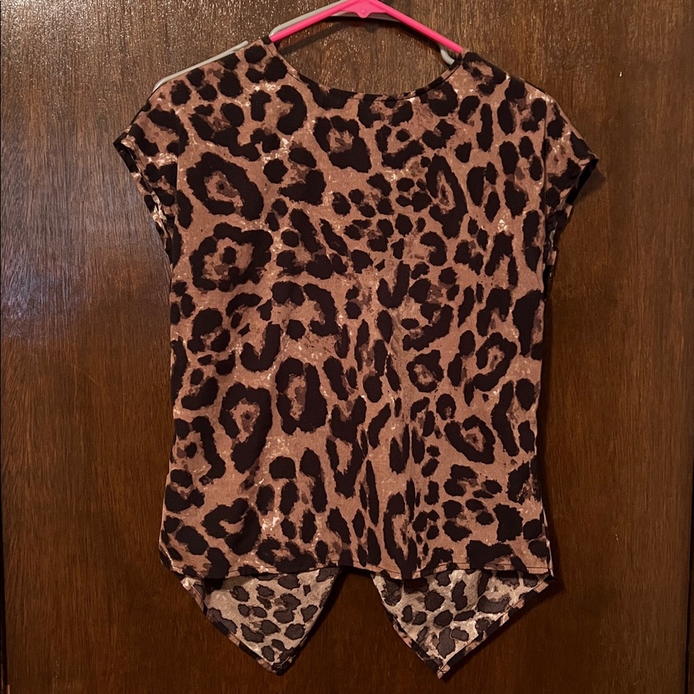 Leopard Print High-Low Blouse